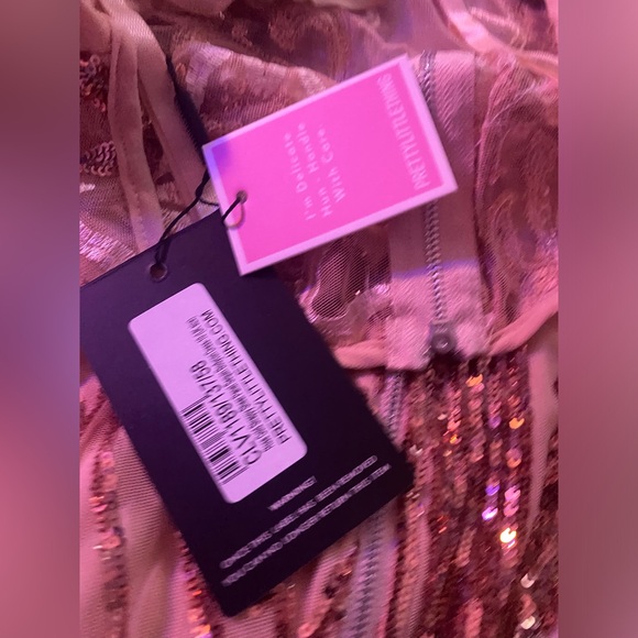 ✨PrettyLittleThing ✨ Rose Gold Strappy Sheer Sequin Bodycon Dress💛 NWT -US6/Med - Picture 10 of 14